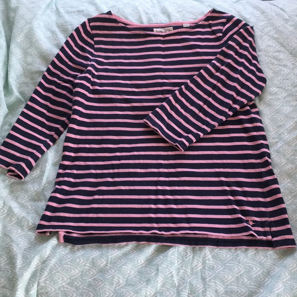 💕 Navy and Pink Striped Shirt 💕
